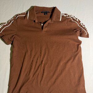 Michel Kors Mens MK Shoulder Logo Cotton Polo Shirt Red Size Small